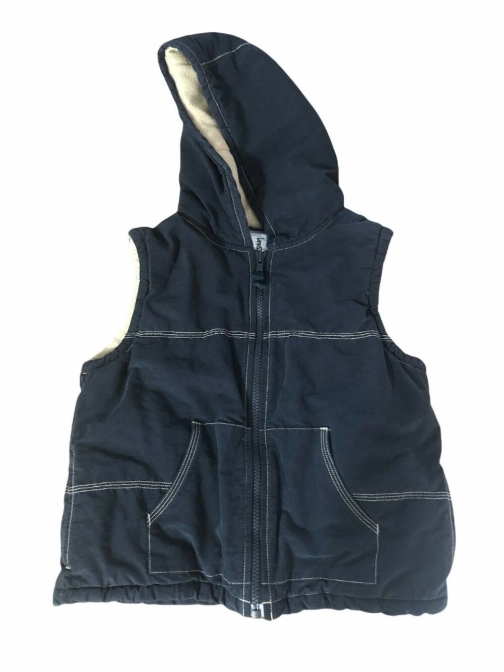 Gymboree Jacket Vest Hoodie Boys Small Blue Fleece Lined Pocket Full Zip Sleevel
